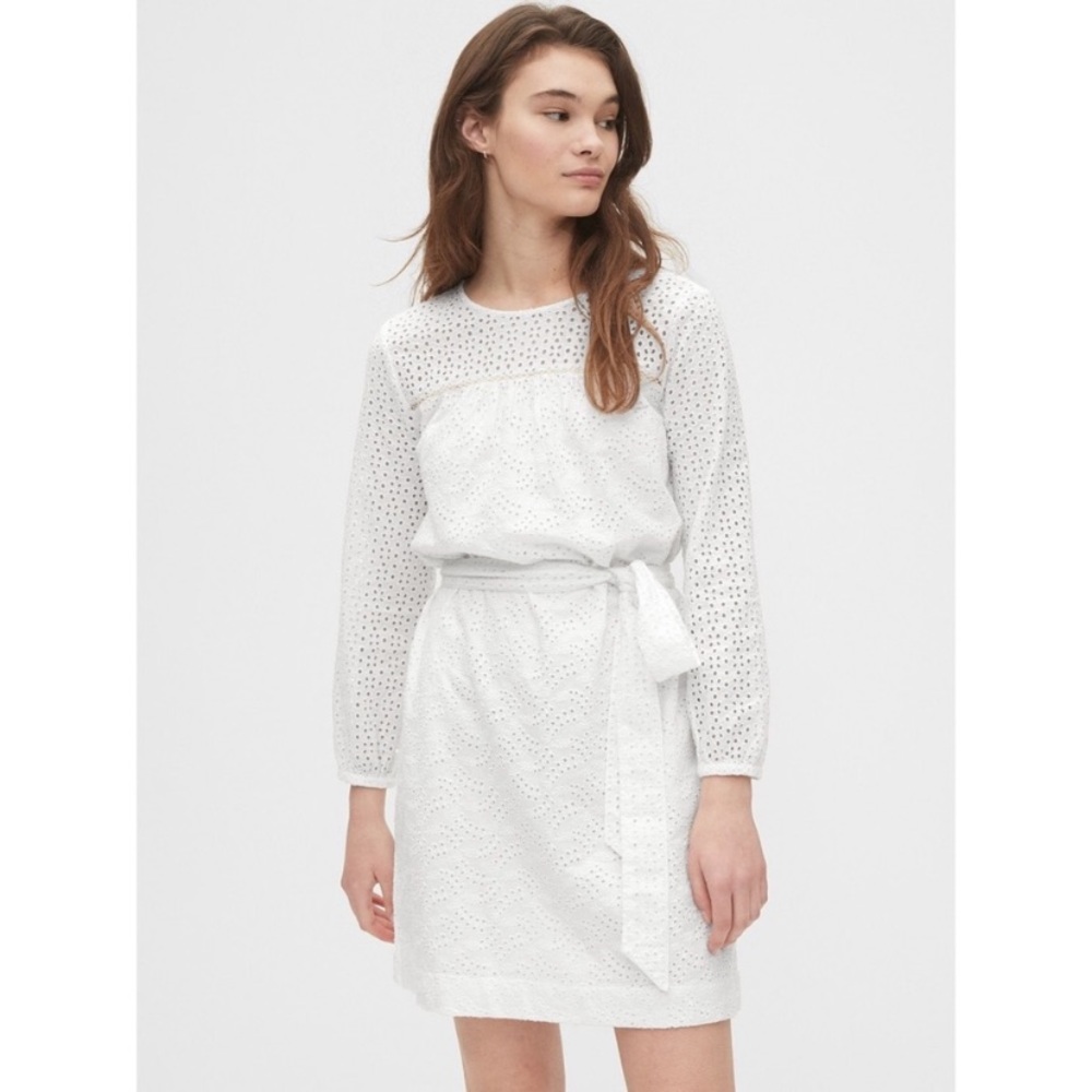 Gap: white eyelet long sleeve dress